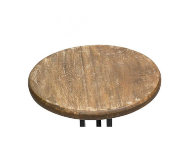 72cm Industrial Wooden Iron Swivel Bar Stool - Black Rustic Wood Seat