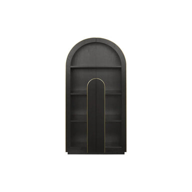 Boran 2m (H) Glass Bar Cabinet - Textured Espresso Black Front