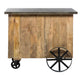 Lirash Industrial Iron and Wood Bar Cart Back