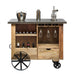 Lirash Industrial Iron and Wood Bar Cart 40 bottle storage