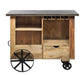Lirash Industrial Iron and Wood Bar Cart Front Empty